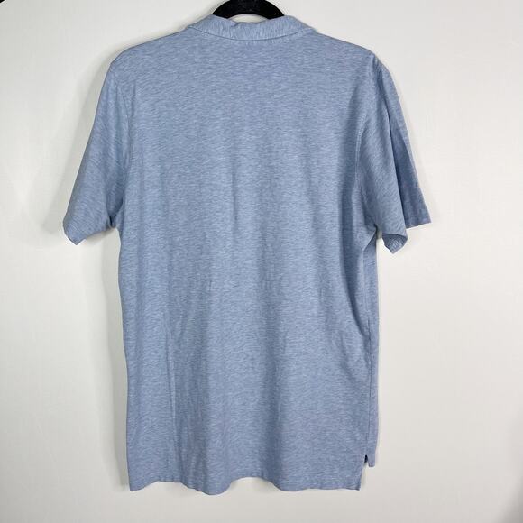 B Draddy Mens Medium M Blue Heather Pima Cotton Chest Pocket Short Sleeve Polo - Picture 2 of 8